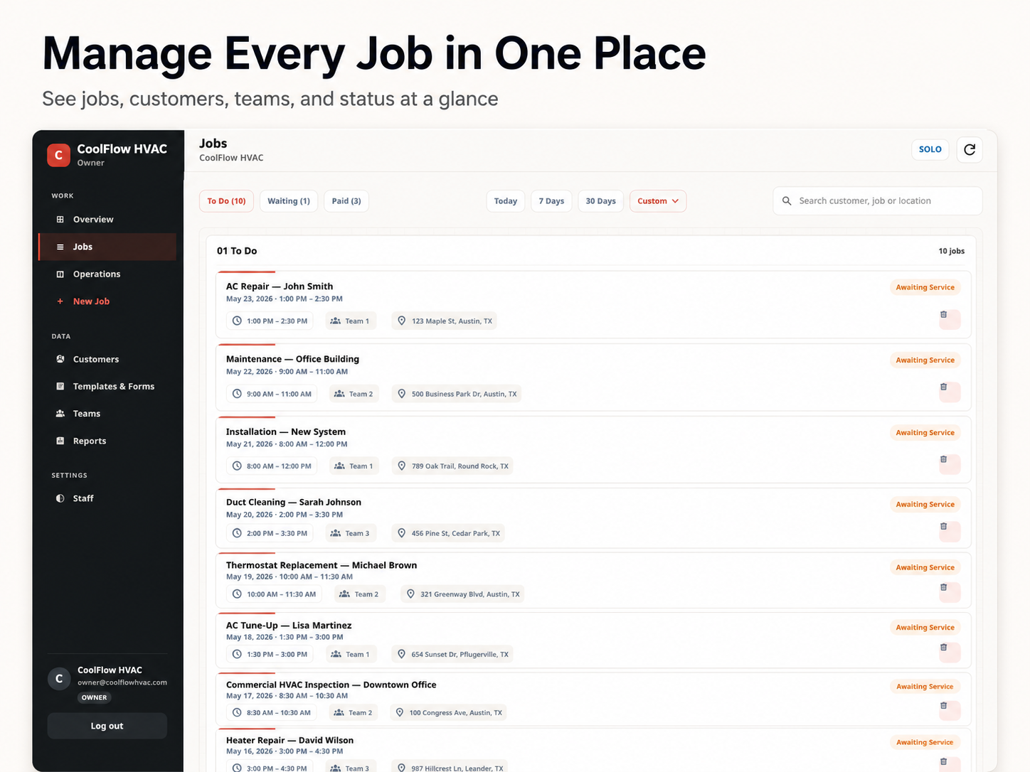 Beavy job list preview in English